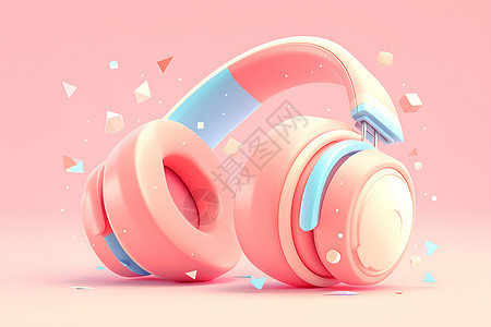 粉蓝双头音乐耳机背景图片