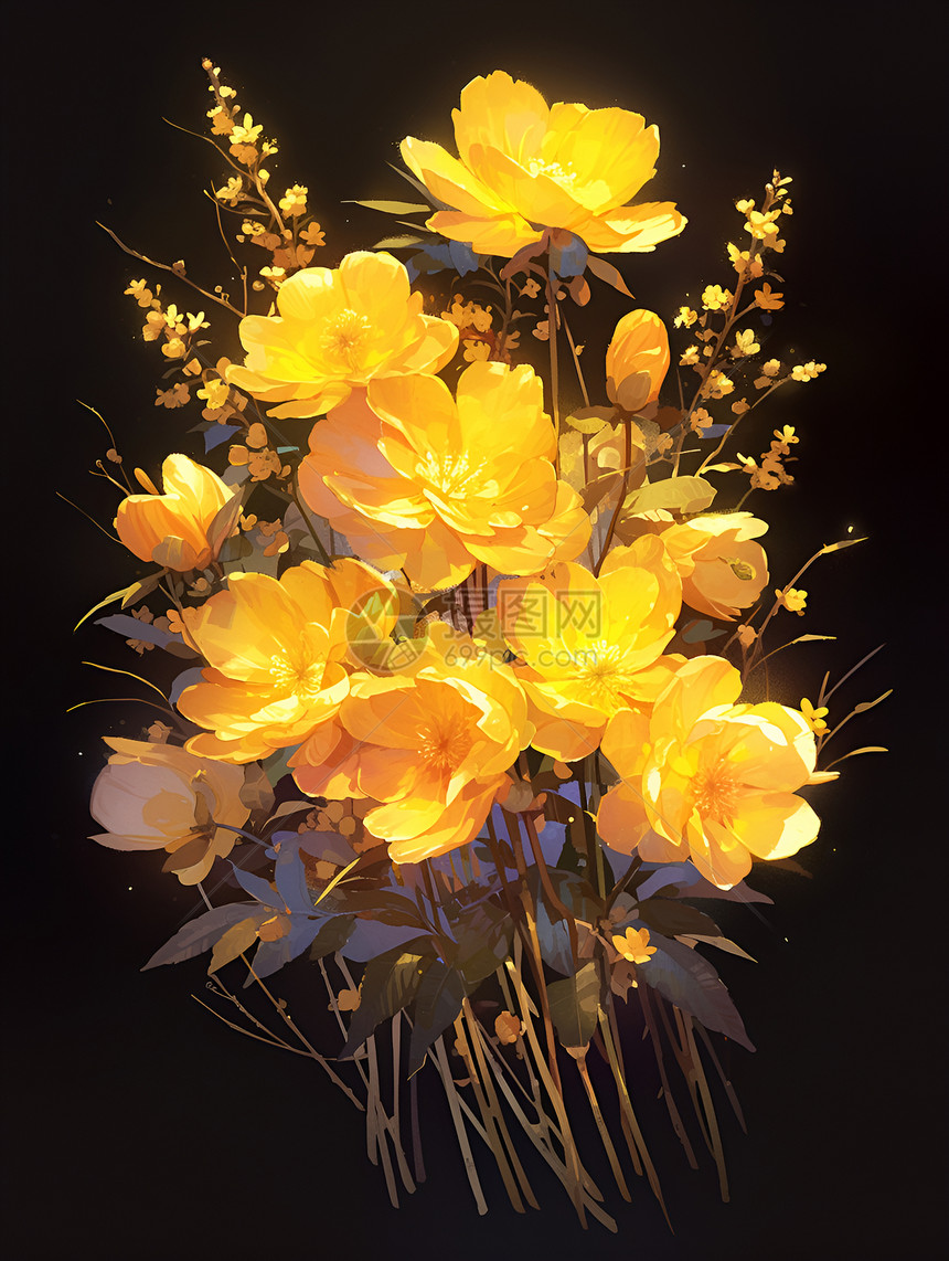 一束美丽的黄色花朵图片