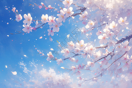 樱花盛开的春意盎然背景图片