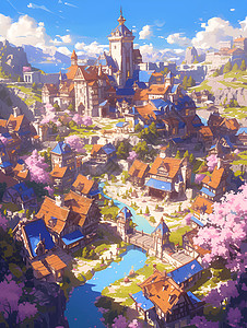 美丽的村庄背景图片