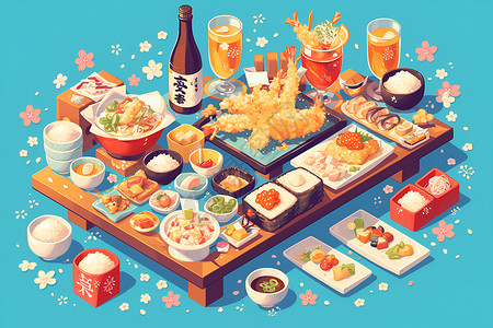 精致的美味寿司背景图片