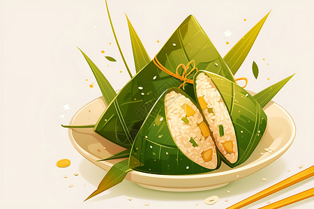 端午节的绿色粽子背景图片