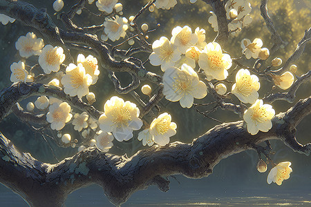 盛开的白梅花图片素材