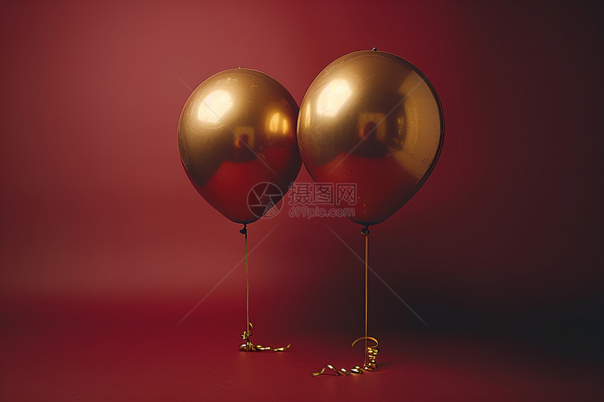 两个金色的充气气球图片