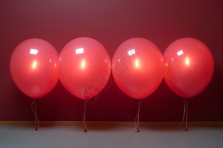 发光气球一排红色气球背景