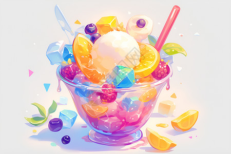 一碗水果冰沙背景图片