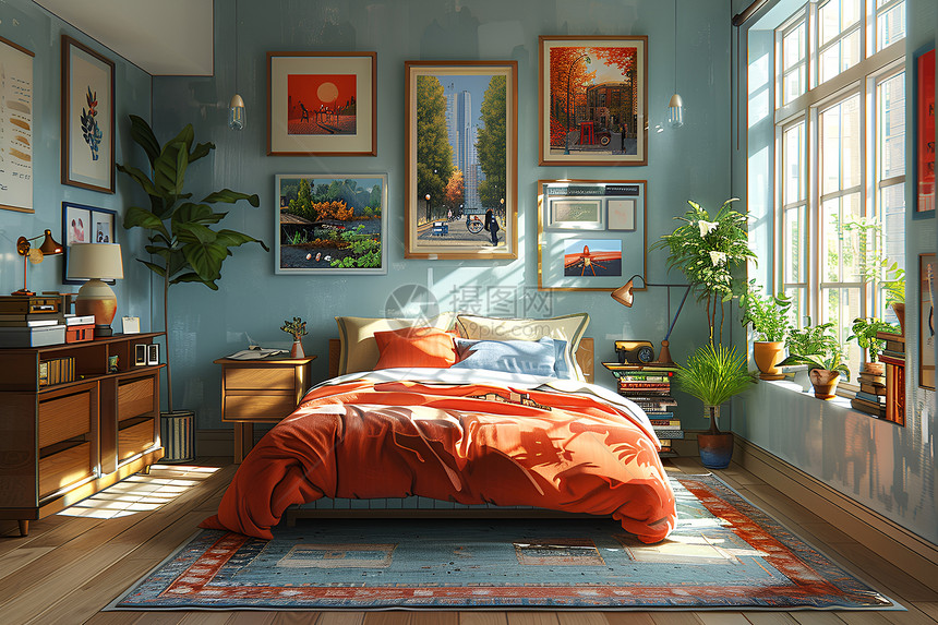 宽敞明亮的卧室图片