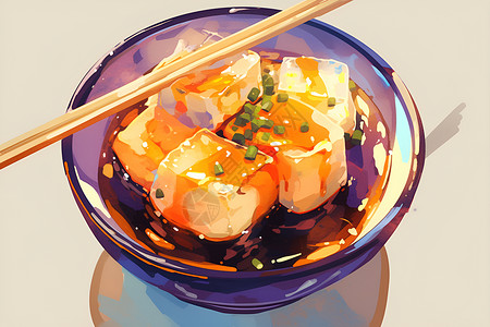 一碗香煎豆腐插画