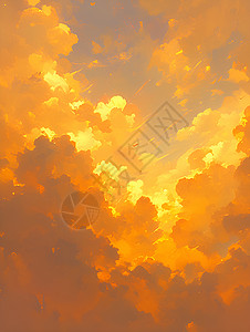 夕阳光里的风暴云插画