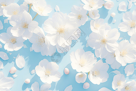 艺术白色盛开的美丽白花插画
