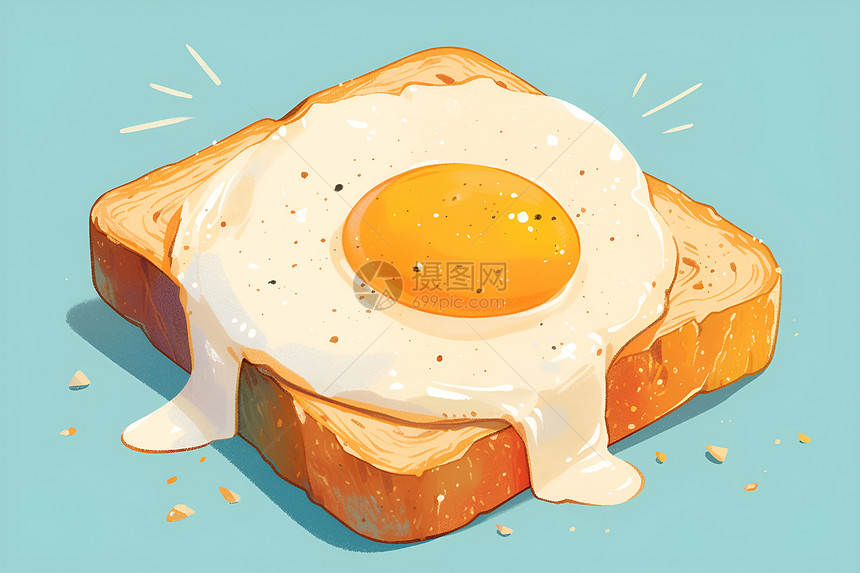 面包上的美味鸡蛋图片