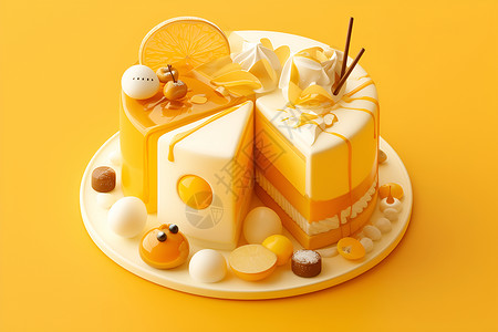 桂香苑蛋糕美味的蛋香甜点插画