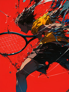 网球运动员有力量的网球选手插画