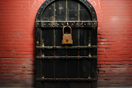 铁门上的锁背景图片