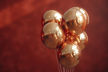 金色节日碎片5个金色充气气球背景