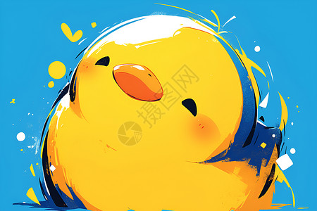 水中鸭快乐的小黄鸭子在蓝水中嬉戏插画