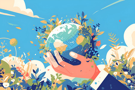 地球公益可持续之旅插画
