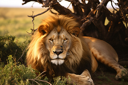 草丛里的狮子高清图片