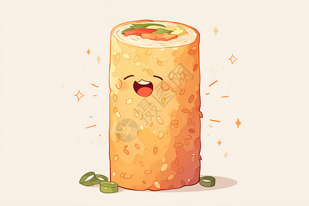 寿司碟可爱的米饭卷插画