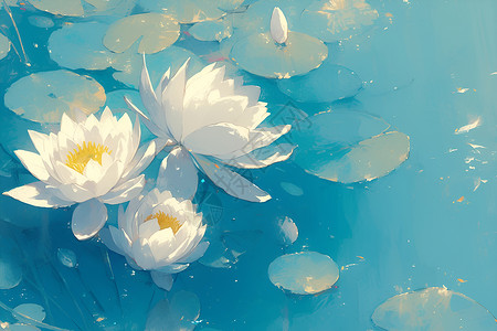 夏日湖泊的莲花背景图片