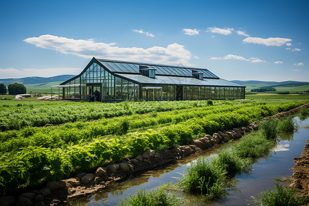 放牧温室农场中生长的农作物背景