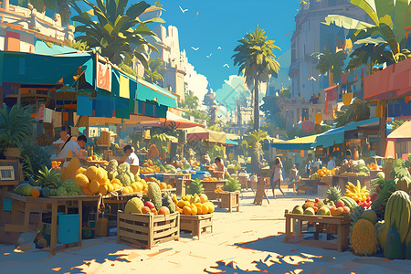 售卖水果的摊位背景图片