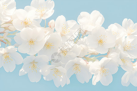 白色鲜花盛放的白色花朵插画