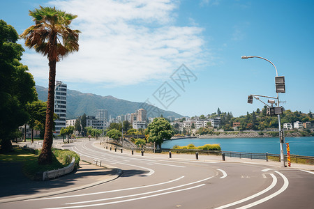 海边的公路弯道高清图片