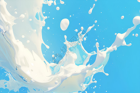 水果汁饮品飞溅的牛奶插画