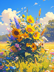 阳光下绚丽的花朵背景图片