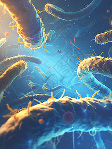 微观世界细菌漂浮背景图片