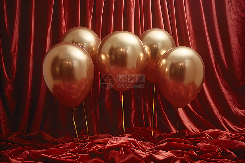 窗帘前的气球图片