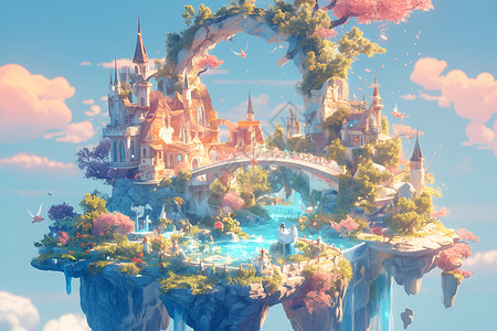 奇幻之岛插画背景图片