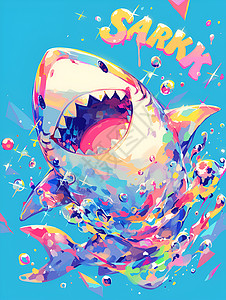 涂鸦的可爱鲨鱼背景图片