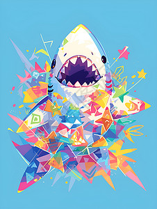 涂鸦的鲨鱼背景图片