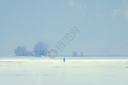 雪地中行走的人背景图片