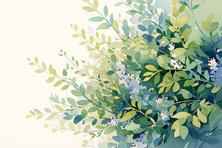 水彩绿植花卉背景图片