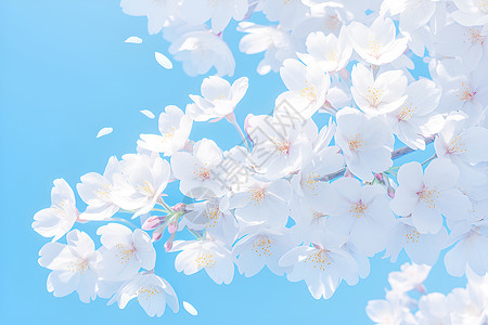 白樱花盛开背景图片