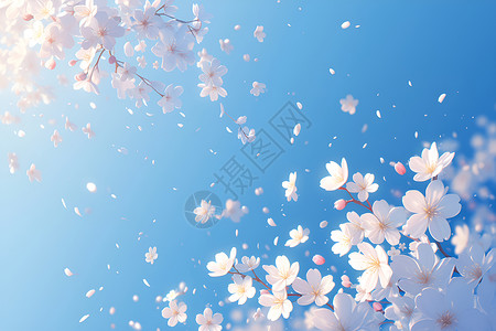 樱花花瓣飘落背景图片