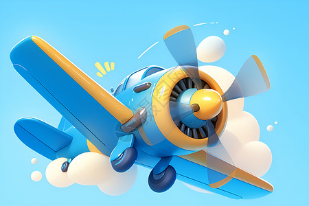 蓝色的卡通飞机背景图片