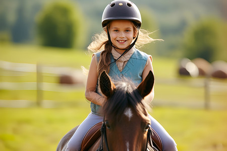 骑马小女孩马场骑马的小女孩背景
