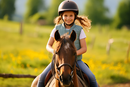 骑马的小女孩马背上的小女孩背景