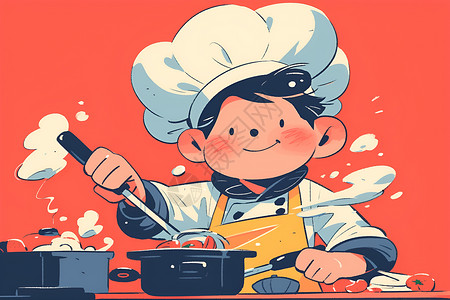 厨师制作美食制作美食的卡通厨师插画插画