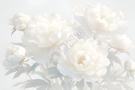 白色鲜花盛开的白色花朵插画