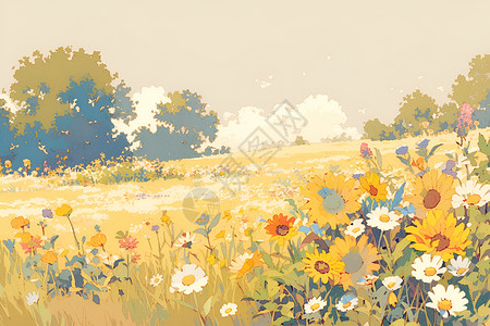 草原的野花背景图片