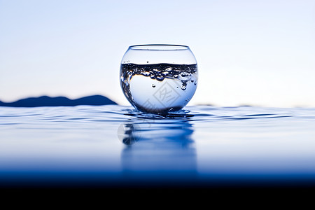 透明水面素材水面上的水杯背景