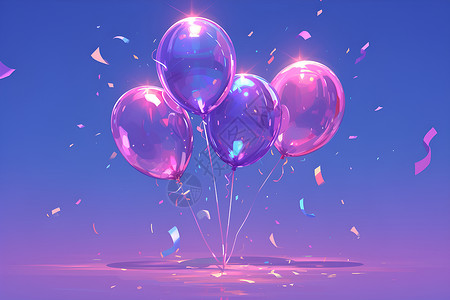 闪耀的紫色气球背景图片