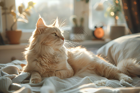 窗前猫咪光线阳光猫高清图片