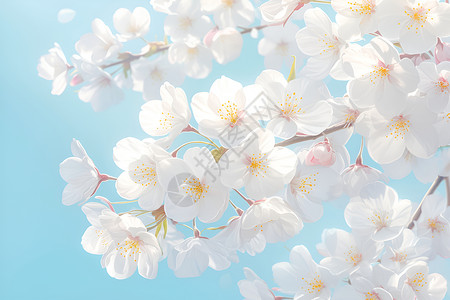 花枝上盛开的樱花背景图片