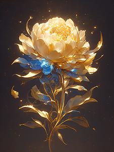 金色的花朵蓝色花卉高清图片
